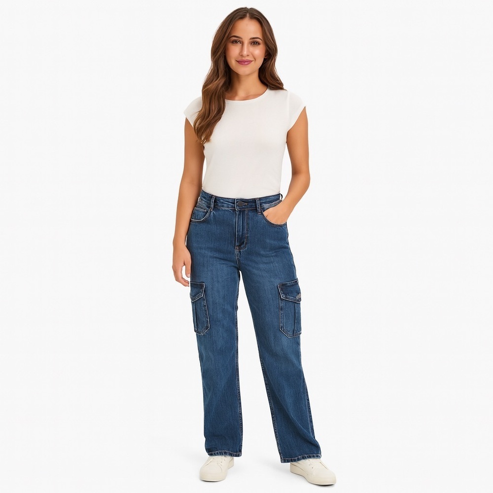Aeropostale Dark Blue Wide Leg Cargo Jeans